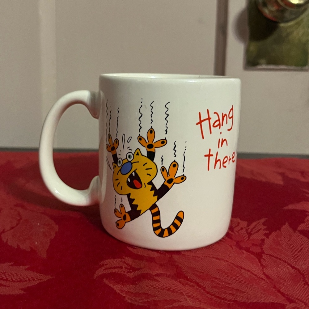 Carlton Cards White Ceramic Mug with Orange Cat Graphic